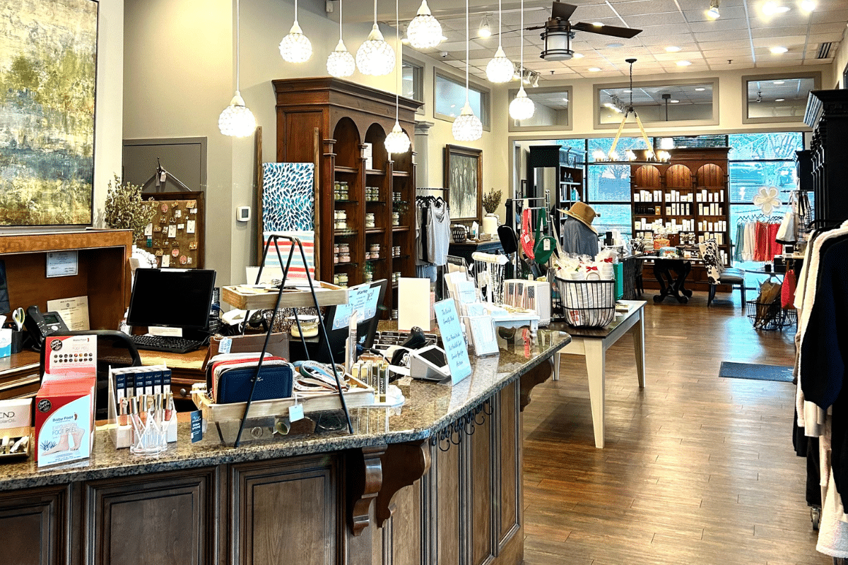 Welcoming lobby at A Moment’s Peace spa designed for relaxation and self-care in Nashville
